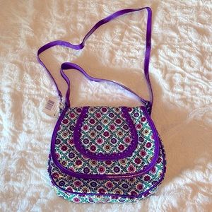 NWT Vera Bradley Viva La Vera Cross Body Frill Purse Bag Floral Purple Magnetic